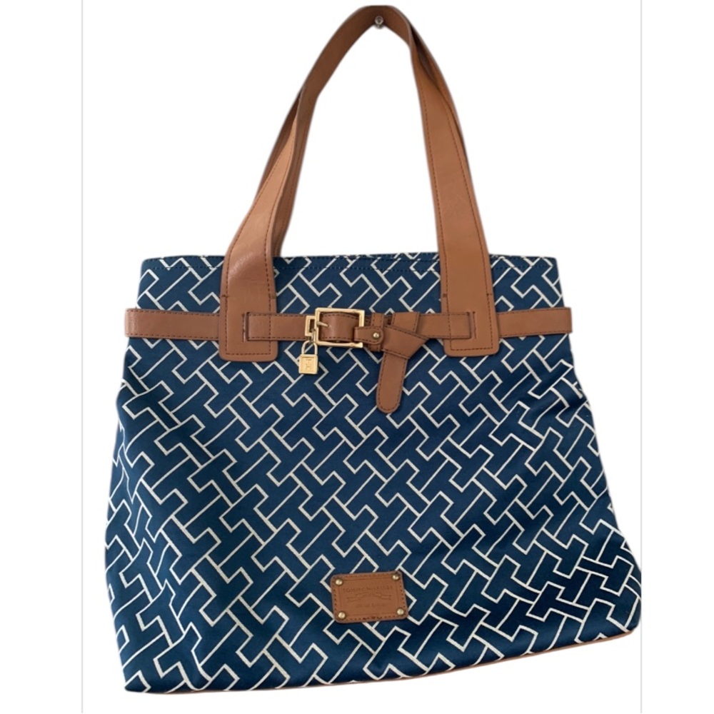 TOMMY HILFIGER BAG BLUE GOLD BROWN NWOT